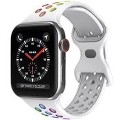 GS Silikonski pašček za Apple Watch 1/2/3/4/5/6/7/8/9/10/11/SE Ultra 1/2/3 42/44/45/46/49 mm, bel/večbarven