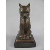 Casa Padrino luxury Art Deco bronze sculpture cat on marble base H17 cm antique style