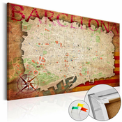 Slika na plutenoj podlozi - Map of Barcelona [Cork Map] 60x40