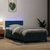 vidaXL vidaXL Box spring postelja z vzmetnico temno modra 80x210 cm žamet, (21792285)