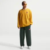 Superge Nike Solo Swoosh Mens Fleece Open-Hem Pants Black Spruce/ White M