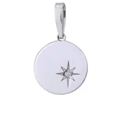 Okrogel srebrni obesek z diamantom TS-PE-0018