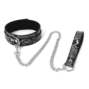 Kiotos Collar with Leash Reptile Black/Silver