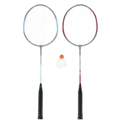 Northix Komplet za badminton, 2 jeklena loparja + loparji