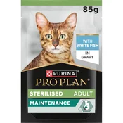 PRO PLAN Sterilised Maintenance vrečka za mačke bela riba v omaki 85 g