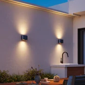 Calex LED zunanja stenska svetilka Potenza up/down, IP44, črna/zlata - Hodnik - Sodobni - črna, zlata - Aluminij