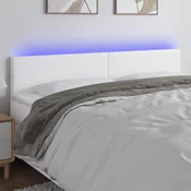 Vidaxl vidaXL Vzglavje postelje z LED diodo belo 200x5x78/88 cm umetno usnje