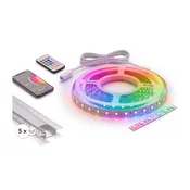 KOMPLET 1x LED RGBW traka NEO LITE LED/24W/230V 5 m IP65 Wi-Fi + 5x profil 1 m + daljinski upravljac