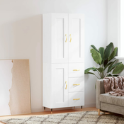 Vidaxl Visoka omara bela 69,5x34x180 cm inženirski les