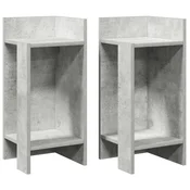 Vidaxl Stranske mize s polico 2 kosa betonsko siv 25,5x27x60 cm