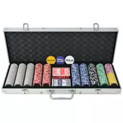 VIDAXL poker set s 500 laserskimi žetoni, aluminij