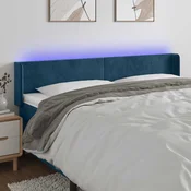 LED uzglavlje tamnoplavo 183x16x78/88 cm baršunasto