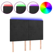 Vidaxl LED posteljno vzglavje črno 144x5x118/128 cm žamet
