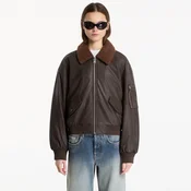 Jakna Calvin Klein Jeans Faux Leather Padded Dark Coffee XS