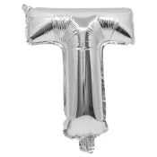 Folija balon v obliki črke v srebrni barvi – črka T 32 cm