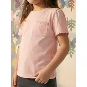 Sinsay - Pamucna majica sa džepom na grudima i cipkastim rubom - roze