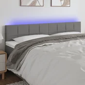 Vidaxl LED posteljno vzglavje temno sivo 180x5x78/88 cm blago