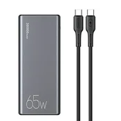 USAMS prenosna baterija PB59 30000mAh 65W 2xQC3.0+PD hitro polnjenje črna/črna CMXLOGTC01 (US-CD165) + kabel USB-C-USB-C