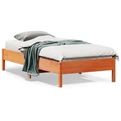 shumee vidaXL Posteljni okvir brez vzmetnice rjave barve 75x190 cm borovina