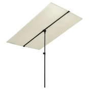 Vidaxl Vrtni senčnik z aluminijastim drogom 180x110 cm peščeno bel