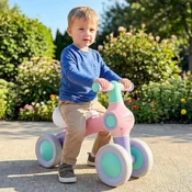 Costway Otroško balans kolo z nastavljivim mehkim sedežem in 4 tihimi kolesi roza