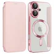 GS Ovitek za iPhone 16 z zapiranjem, RFID denarnica MagSafe z zaščito kamere, roza
