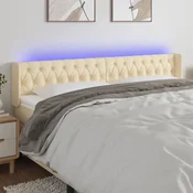 Vidaxl vidaXL Vzglavje postelje z LED diodami kremne barve 203x16x78/88 cm blago