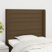 Vidaxl Vzglavje z ušesi temno rjavo 83x16x118/128 cm blago