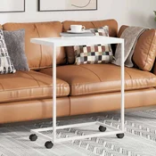 Den Stranska mizica s kolesi bela 55x35x70 cm konstruiran les