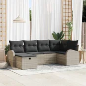 Sjedeća garnitura za vrt 6 kom. Svijetlo siva poliratan Svjetlosiva 234 x 124 x 85 cm