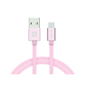 Swissten podatkovni kabel tekstilni USB / Usb-C 1.2 M pink/zlatni