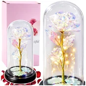 slomart LEAN Večna vrtnica v stekleni kupoli z LED osvetlitvijo, 21x11cm
