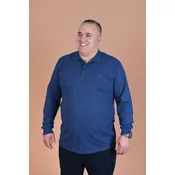 PANDA4U Muška majica Polo, Dug rukav, Indigo