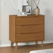 vidaXL Predalni šafka MOLDE Karamelna 80 x 40 x 80 cm Trdna borovina