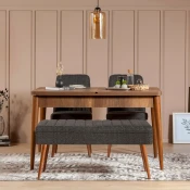 Hanah Home Set trpezarijski sto, 2 trpezarijske stolice i klupa Vina 1053, Orah