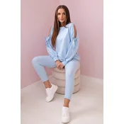 Set of sweatshirts with bow on the sleeves and leggings blue