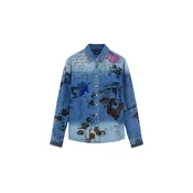 Desigual Bluza moder denim/rjava/roza/črna