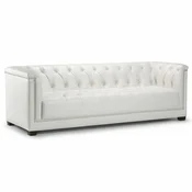 Casa Padrino Luxury Chesterfield Genuine Leather Sofa White 233 cm - Leather Furniture