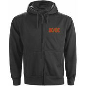 AC/DC Unisex Zipped Hoodie Logo Charcoal (Back Print) XL