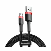 shumee Vzdržljiv gibljiv kabel USB microUSB QC3.0 kabel 2.4A 1M črno-rdeč