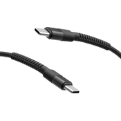 mobilNET pleten kabel 2x Type-C 60W 1M 3A, črn