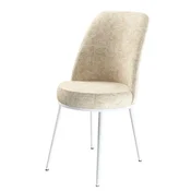 Hanah Home set trpezarijskih stolica Dexa 8 kom, krem tkanina Babyface, bele metalne noge