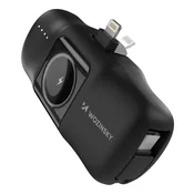 WOZINSKY Mini prenosna baterija 5000mAh 15W s polnilnikom za iPhone Lightning in Apple Watch - črna