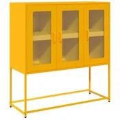 Vidaxl Komoda gorčično rumena 100,5x39x107 cm hladno valjano jeklo
