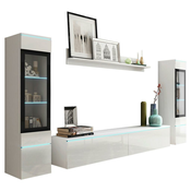 P & B Dnevni Regal Vera, Bela, Visoki Sijaj, 4-Delno, Led
