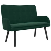 Vidaxl Kavč za 2 osebi Temno zelena 115 x 61 x 87 cm Žamet