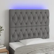 Vidaxl vidaXL Vzglavje postelje z LED diodo temno sivo 100x7x118/128 cm blago