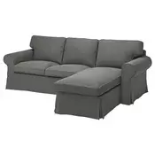 EKTORP Sofa trosed s lenjivcem, Hakebo tamnosiva