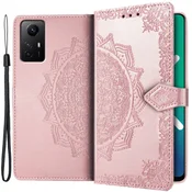 GS Ovitek s preklopom za Xiaomi Redmi Note 12S, Mandala, roza zlata
