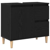 vidaXL vidaXL Kabinet za umivalnik Črna Oreh 65x33x60 cm Inženirski les, (22012108)